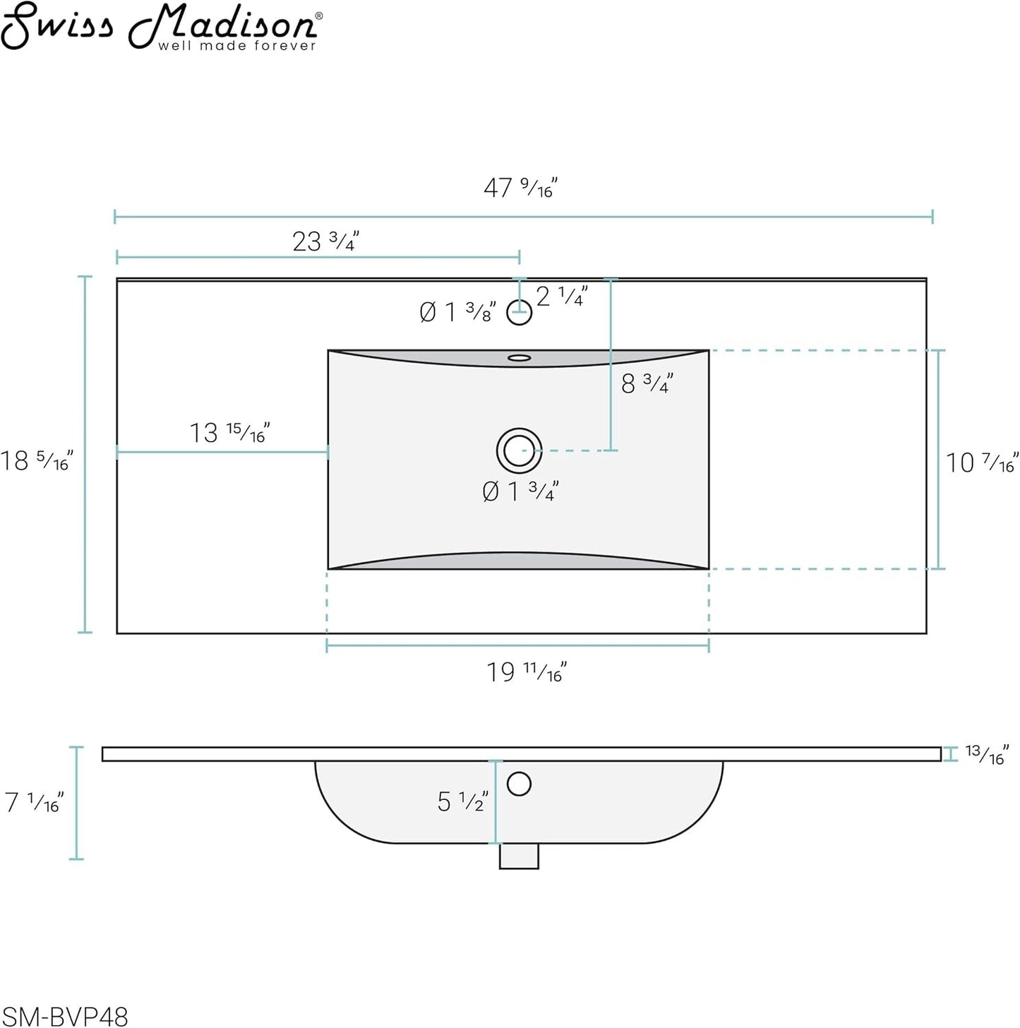 ROOMTEC JONATHAN Y SNK1002A Ancillary 3-Hole 30 in. W x 18.25 in. D Classic Contemporary Rectangular Ceramic Single Sink Basin Vanity Top, White