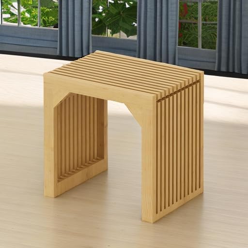 ROOMTEC 18" Dining Bench, Indoor Wood Bench for Entryway,Living Room,Kitchen and Bedroom (Nature, Small Bench)