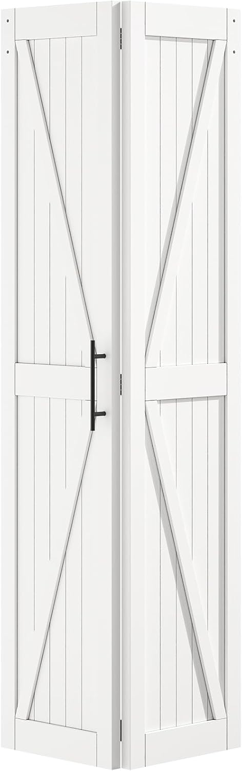 Roomtec Bifold Barn Door,Bi-Fold Sliding Closet Doors,Pine,No Assembly Required,Without Hardware Kit
