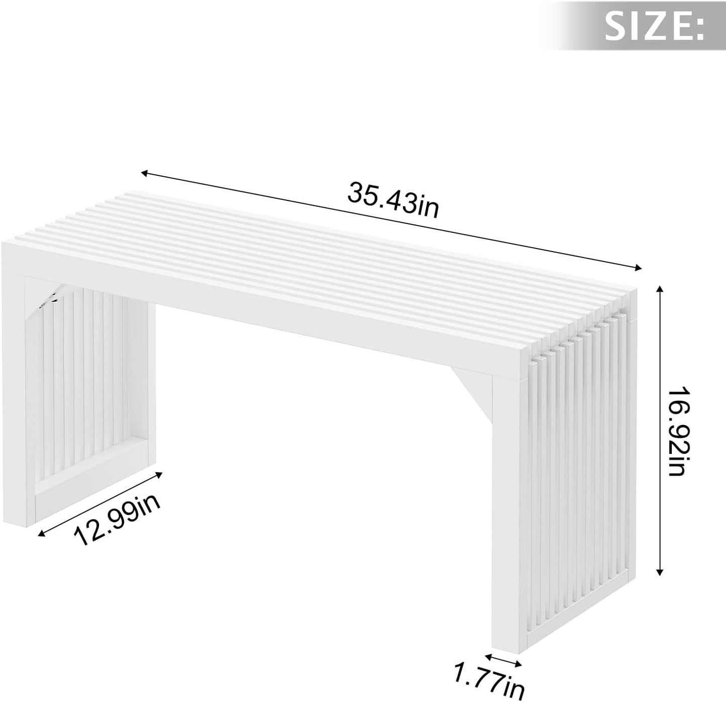 ROOMTEC 18" Dining Bench, Indoor Wood Bench for Entryway,Living Room,Kitchen and Bedroom (Nature, Small Bench)