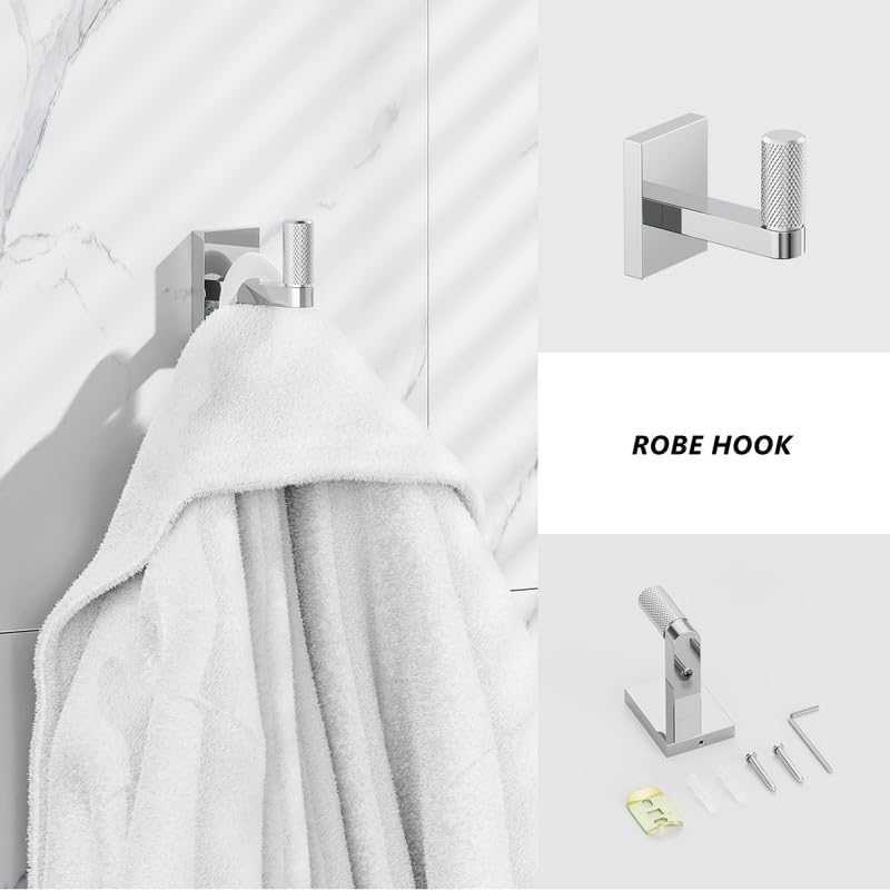 Bathroom Hardware Set 3 Piece Brushed Nickel/Brushed Gold Bathroom Accessories Set Including 24" Hand Towel Bars, Toilet Paper Holders, Towel Rings(3pcs, Brushed Nickel)