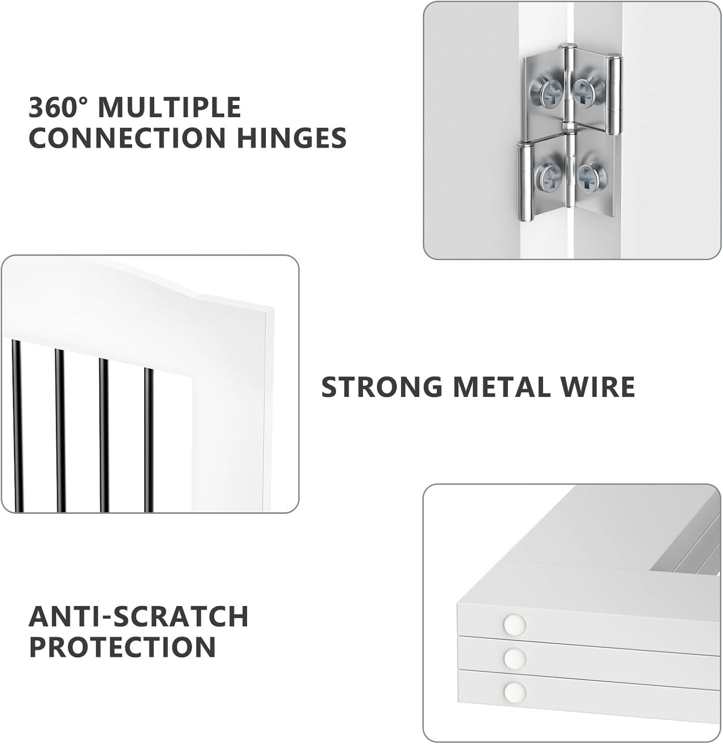 ROOMTEC Freestanding Dog Gates,Foldable Dog Fence Indoor Puppy Gate for Stairs,Doorways,Stop Over Fence 24" Height 3 Panels