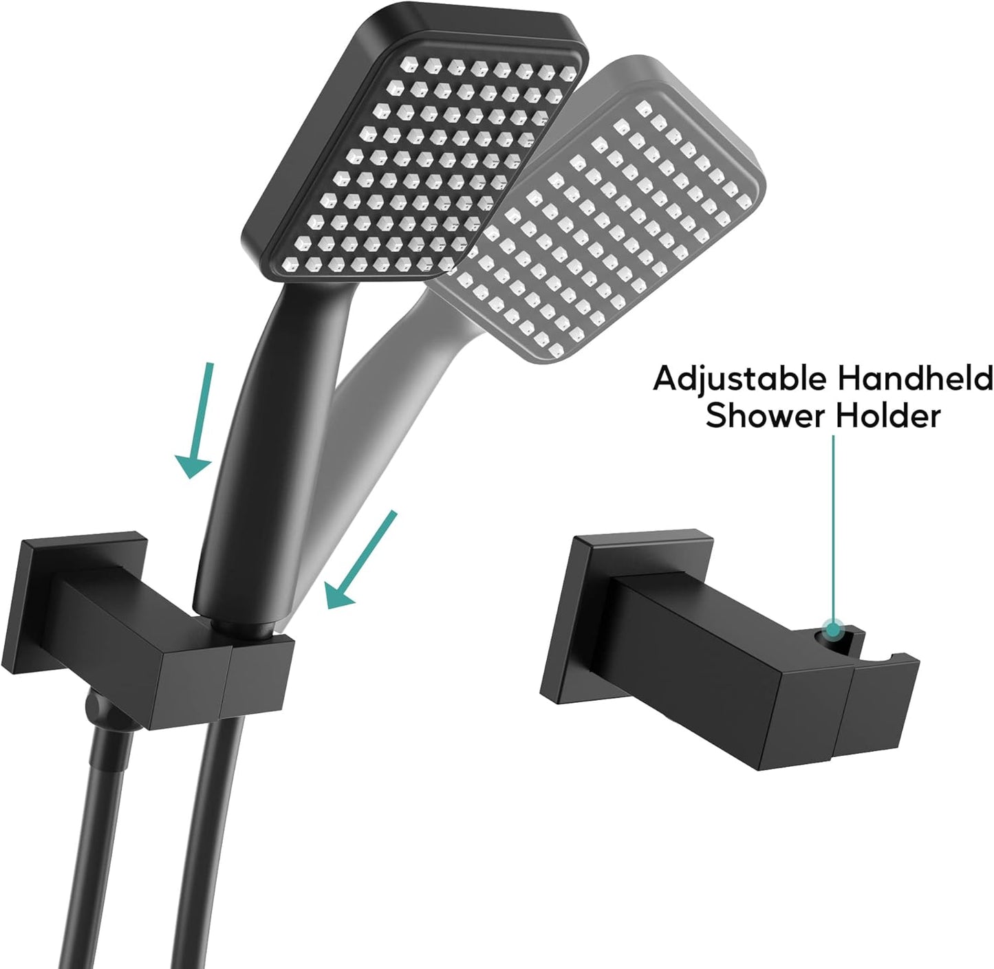 ROOMTEC Rainfall Shower System Matte Black with High Pressure 8 inch Shower Head Hand Held Shower Head Bathroom Luxury Rain Mixer Shower Complete Combo Set Wall Mounted (Valve Included)