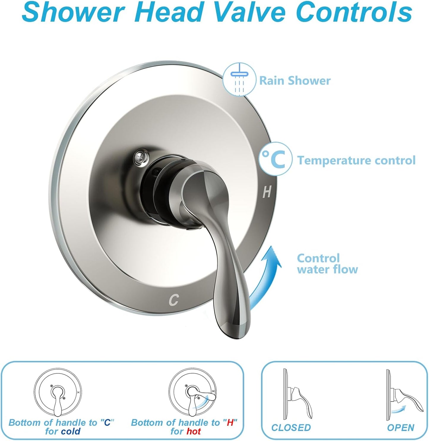 ROOMTEC Tub and Shower Trim Kit, Tub and Shower Faucet Set with Single-Spray Shower Head and Tub Spout, Single-Handle Shower Tub Kit, Brushed Nickel (Valve Included)
