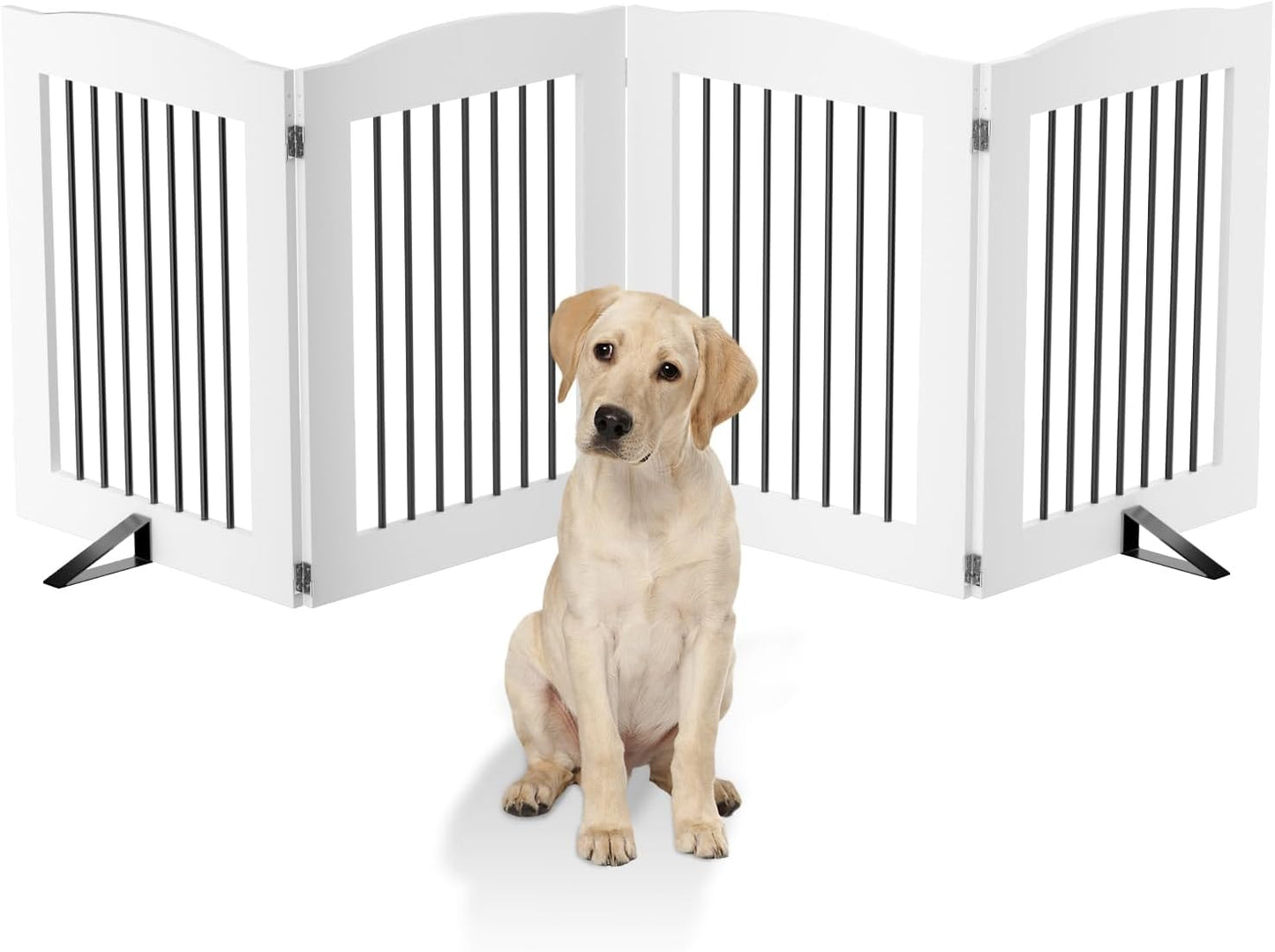 ROOMTEC Freestanding Dog Gates,Foldable Dog Fence Indoor Puppy Gate for Stairs,Doorways,Stop Over Fence 24" Height 3 Panels