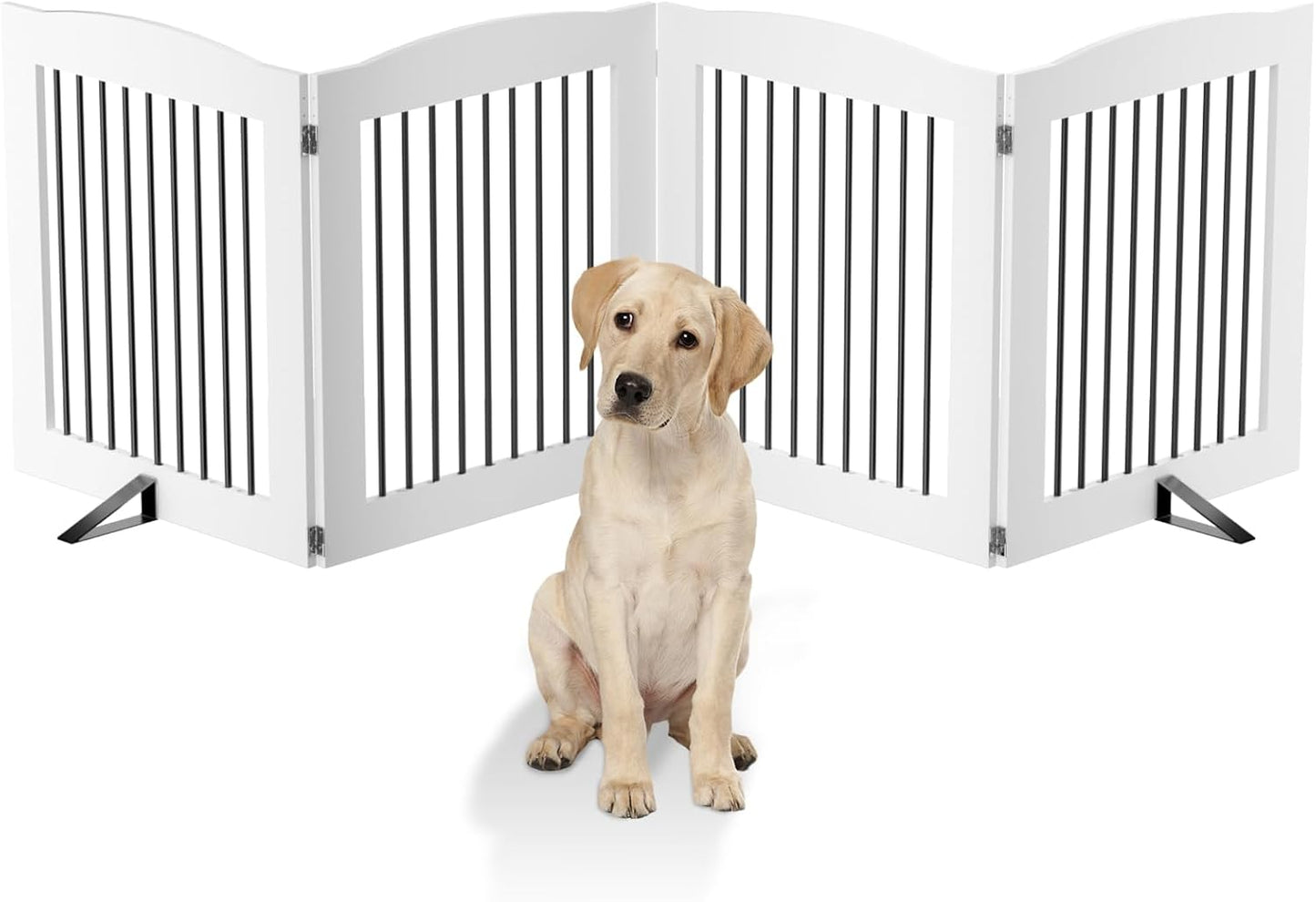 ROOMTEC Freestanding Dog Gates,Foldable Dog Fence Indoor Puppy Gate for Stairs,Doorways,Stop Over Fence 24" Height 3 Panels