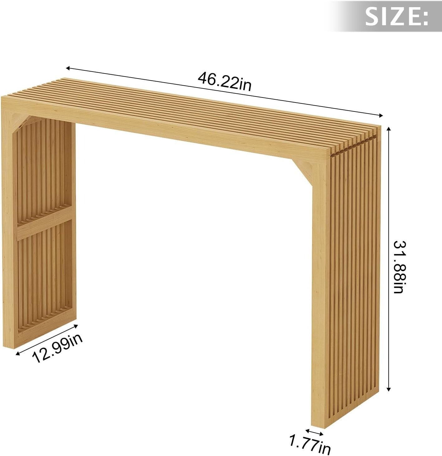 ROOMTEC 18" Dining Bench, Indoor Wood Bench for Entryway,Living Room,Kitchen and Bedroom (Nature, Small Bench)