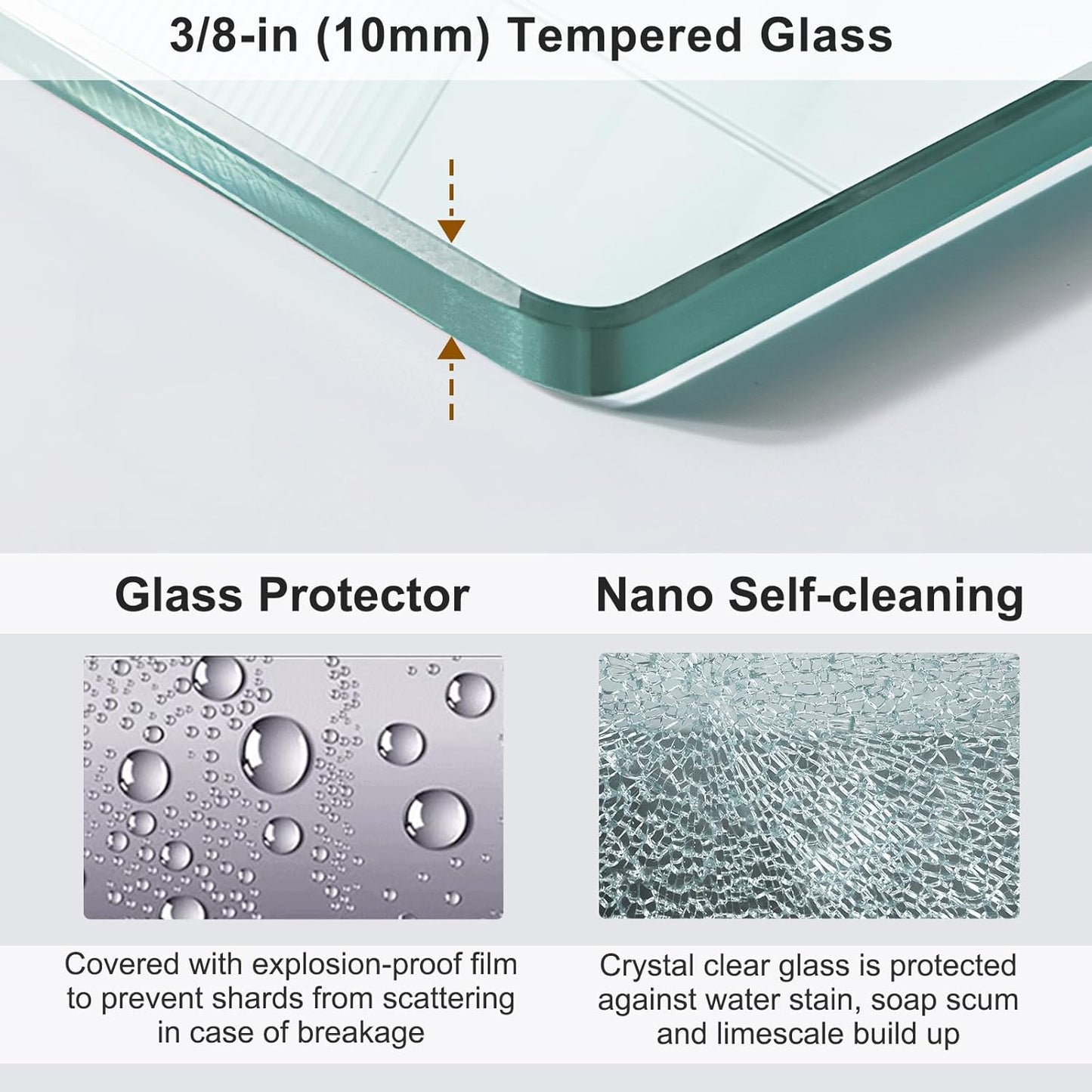 ROOMTEC 56 to 60'' W x 76'' H Frameless Shower Door, Double Sliding Shower Door with Premium 3/8'' (10mm) Thick Tempered Glass, Stainless Steel, Matte Black