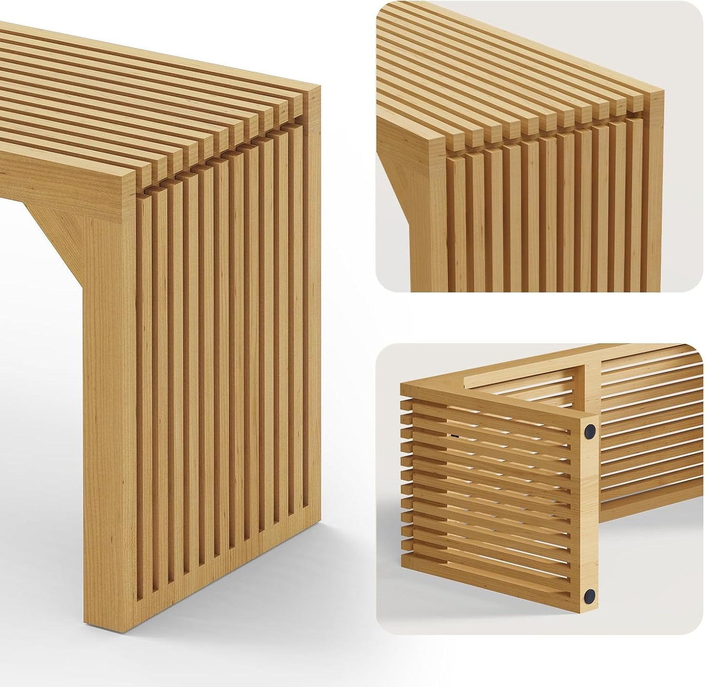 ROOMTEC 18" Dining Bench, Indoor Wood Bench for Entryway,Living Room,Kitchen and Bedroom (Nature, Small Bench)