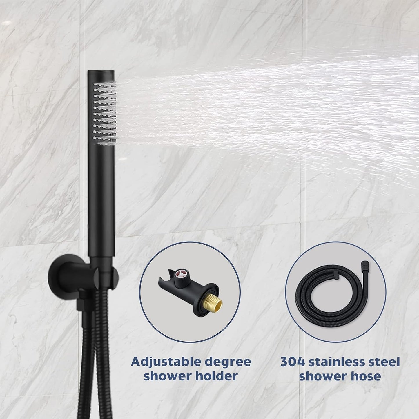 10 Inches Bathroom Rain Mixer Shower Combo Set Celling Mounted Rainfall Shower Head System Matte Black Finish Shower Faucet Rough-In