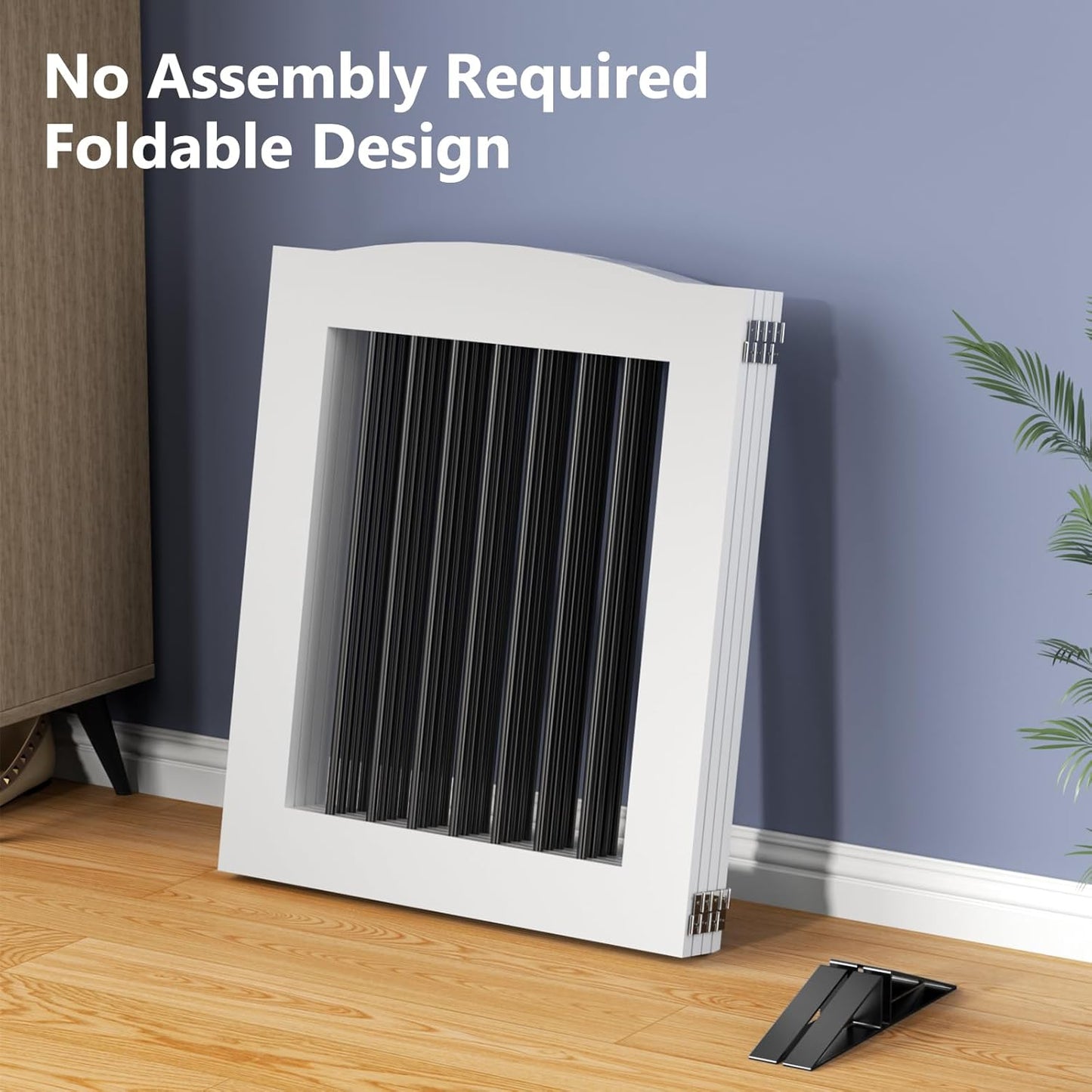 ROOMTEC Freestanding Dog Gates,Foldable Dog Fence Indoor Puppy Gate for Stairs,Doorways,Stop Over Fence 24" Height 3 Panels