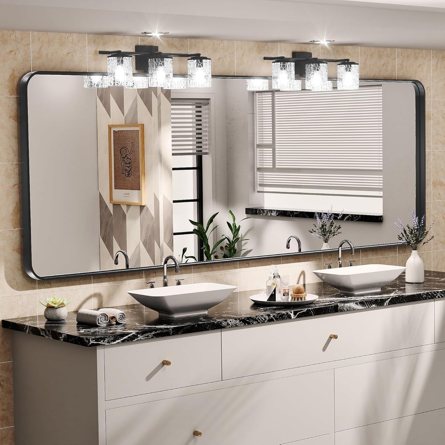 ROOMTEC Gold Bathroom Mirrors for Wall, 20X30 Inch Rounded Rectangle Mirror, Gold Bathroom Vanity Mirror, Metal Framed Wall-Mounted Mirror,Tempered Glass,(Horizontally or Vertically