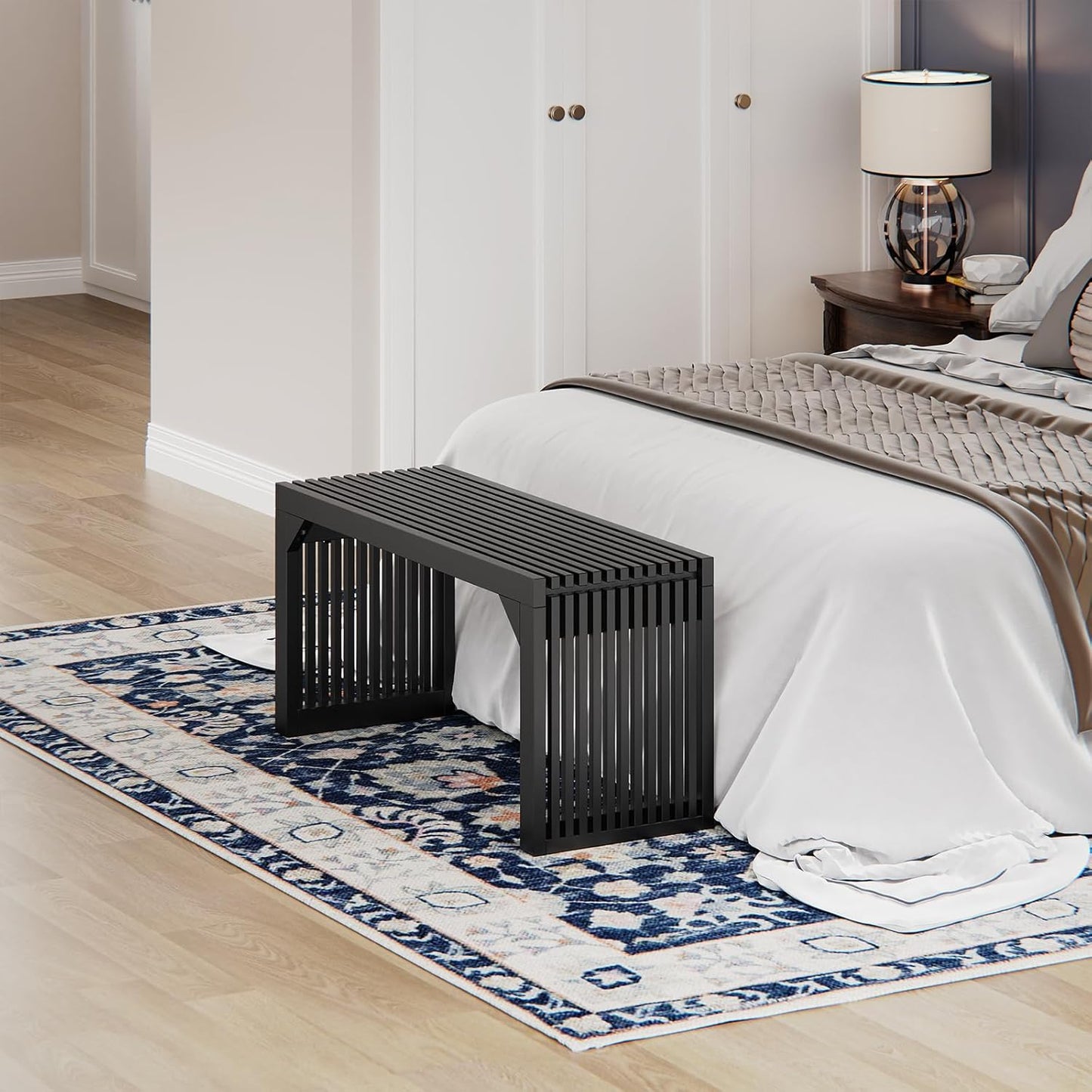 ROOMTEC 18" Dining Bench, Indoor Wood Bench for Entryway,Living Room,Kitchen and Bedroom (Nature, Small Bench)