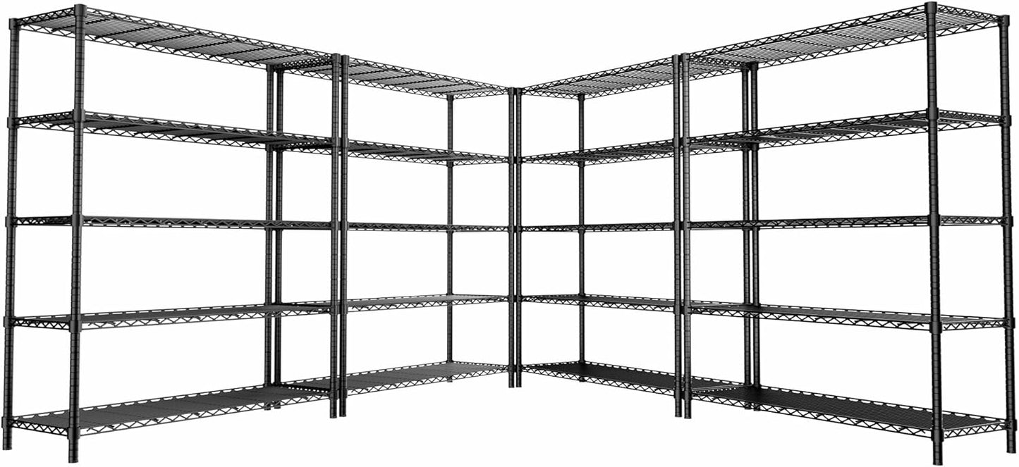 Roomtec Storage Shelves Heavy Duty, 48" L x 20" W x 72" H Garage Wire Shelving Unit Loads 2000LBS, 5-tier Adjustable Metal Industrial Utility Shelf Rack for Kitchen, Laundry Room, Pantry, Warehouse, Basement