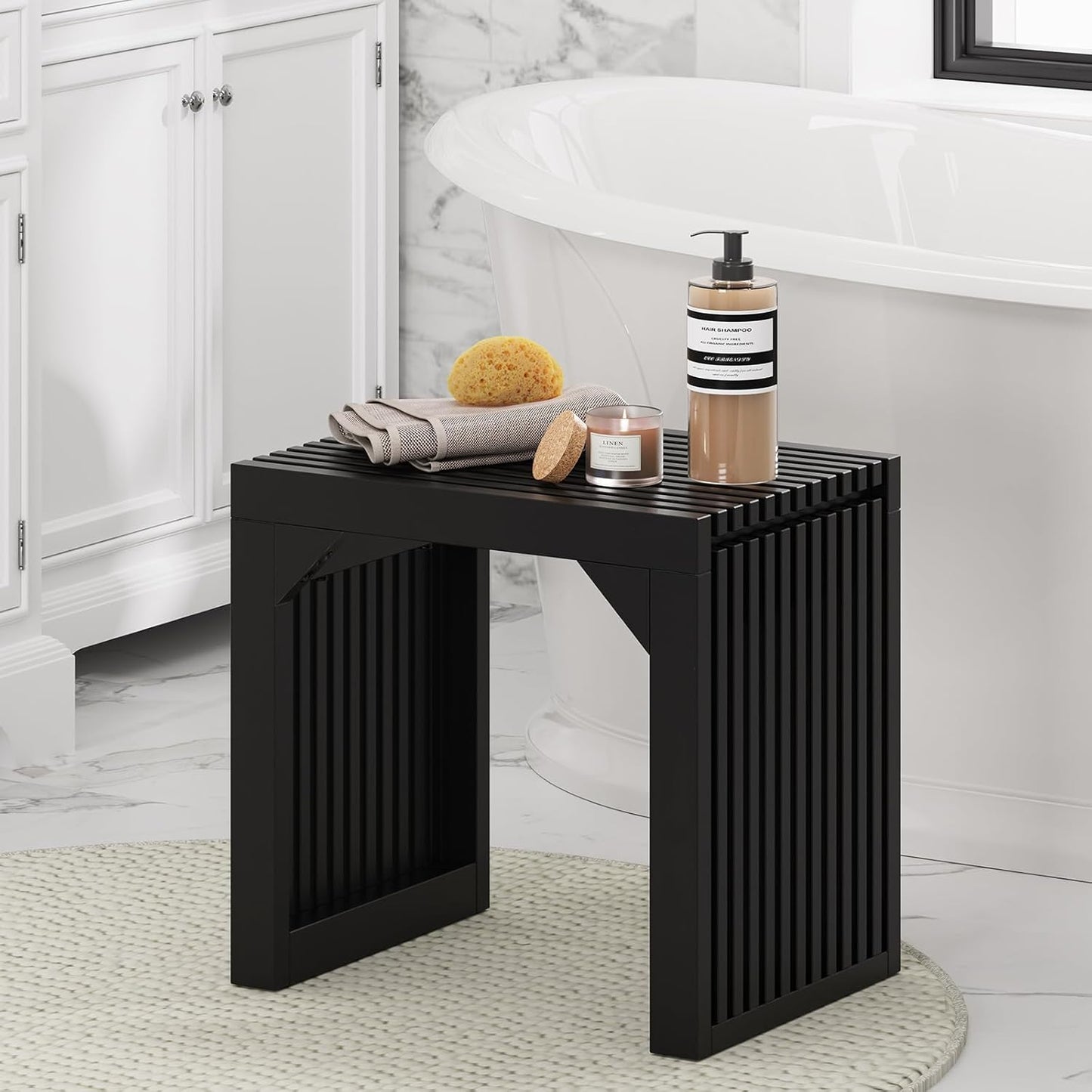 ROOMTEC 18" Dining Bench, Indoor Wood Bench for Entryway,Living Room,Kitchen and Bedroom (Nature, Small Bench)