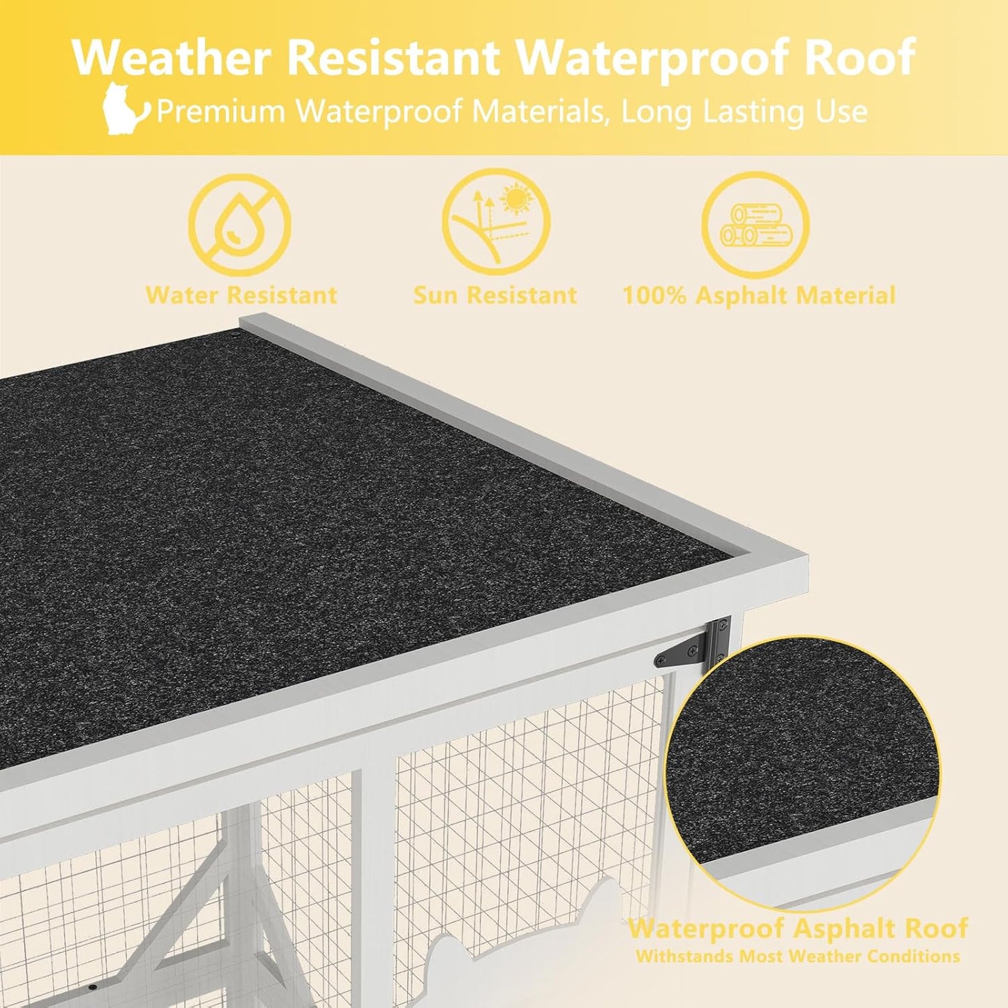 ROOMTEC Catio Outdoor Cat Enclosure with Roof 71" Height Large Cat House Cat Wooden Cage with 3 Jumping Platforms and 1 Napping Houses for Cat Activity (Grey)