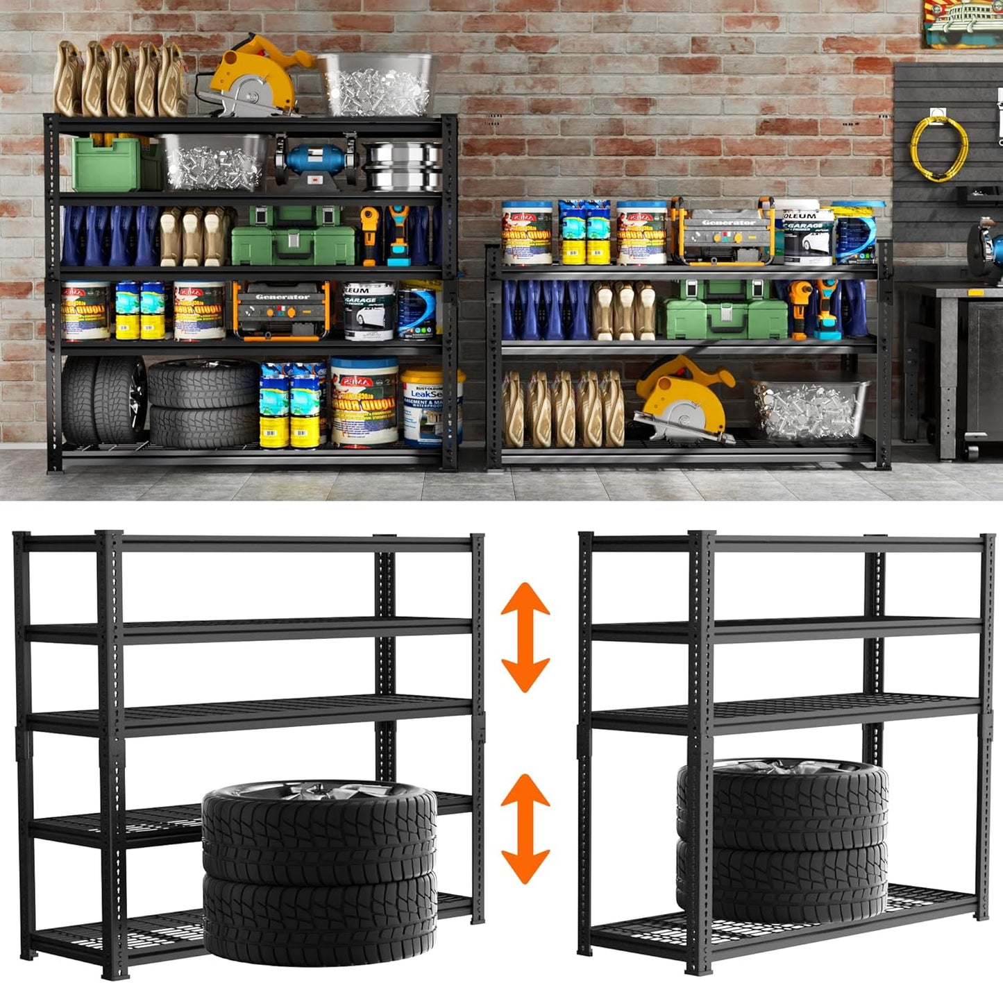ROOMTEC Garage Shelving, 2800 LBS Capacity Sorage Shelves Heavy Duty, 5 Tier Adjustable Metal Organizer Wire Rack, 48"L x 18"W x 72"H Utility Shelf Unit for Kitchen Pantry (1, 48" L x 18" W x 72" H)