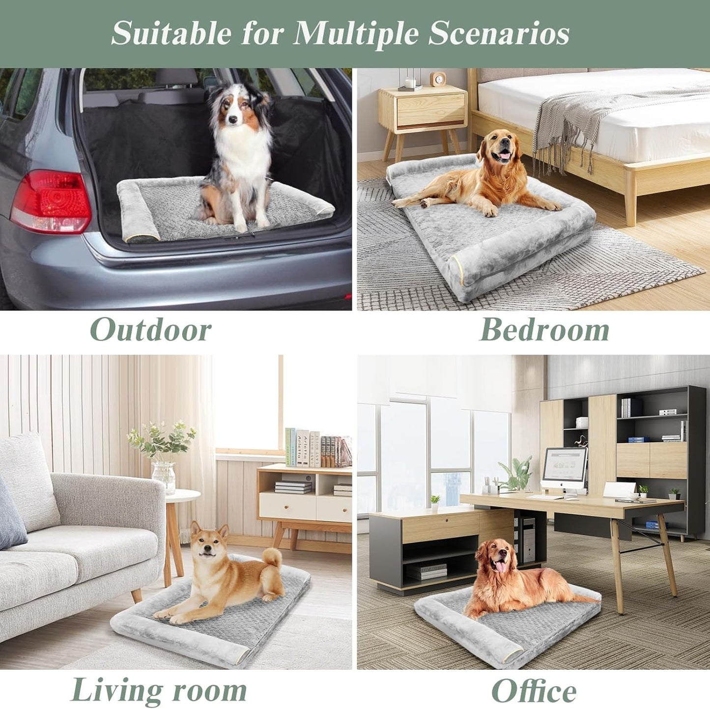 ROOMTEC Orthopedic Dog Bed for Large Dog,Memory Foam XL Extra Large Dog Bed with Stickable Design Waterproof Dog Couch Bed with Washable Removable Cover(36 in,Grey)