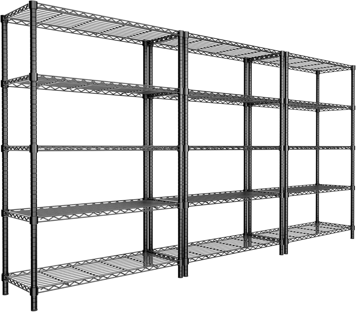 Roomtec Storage Shelves Heavy Duty, 48" L x 20" W x 72" H Garage Wire Shelving Unit Loads 2000LBS, 5-tier Adjustable Metal Industrial Utility Shelf Rack for Kitchen, Laundry Room, Pantry, Warehouse, Basement
