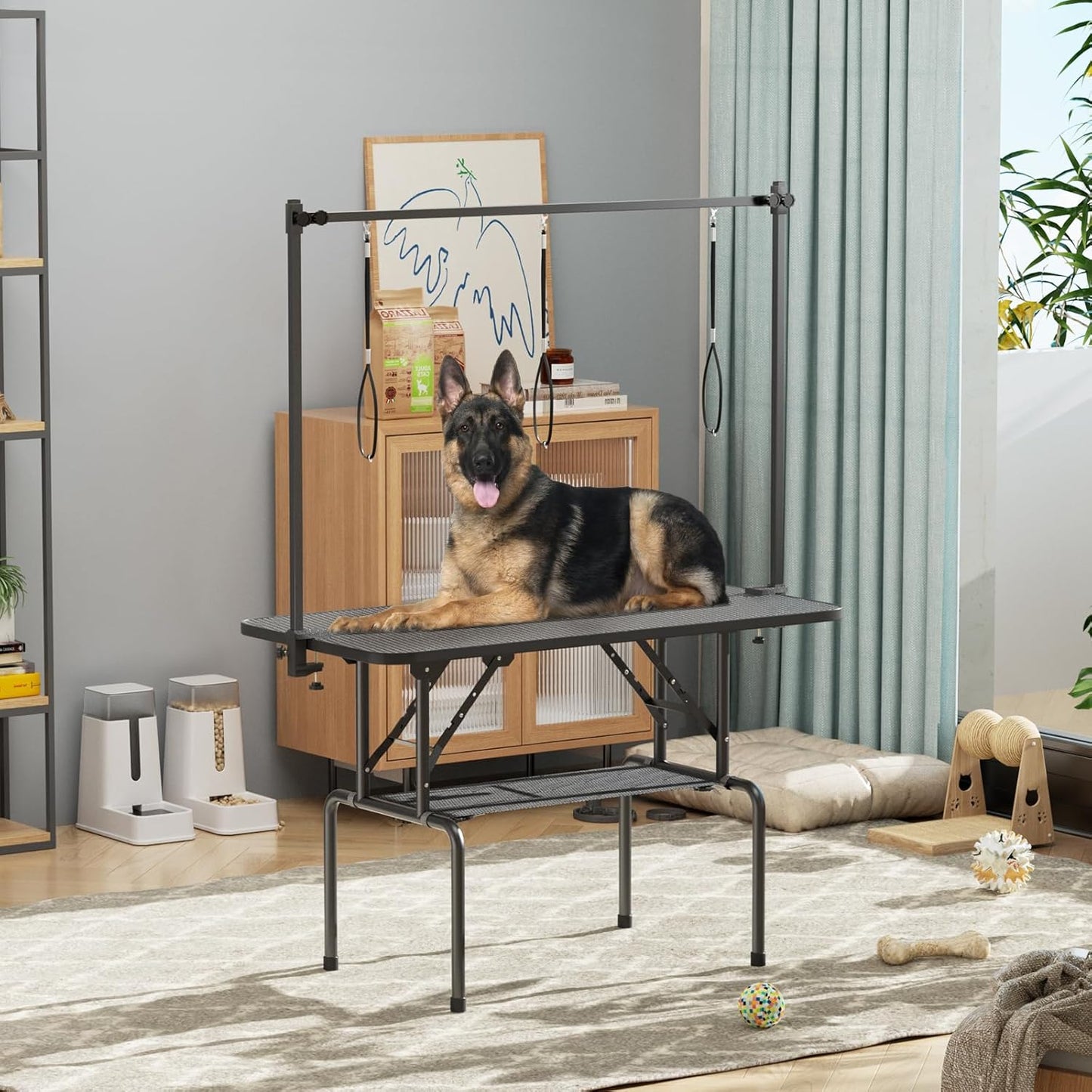 ROOMTEC 36 Inch Dog Grooming Table,Foldable Pet Grooming Tables at Home with Adjustable Arm,Nooses, Mesh Tray