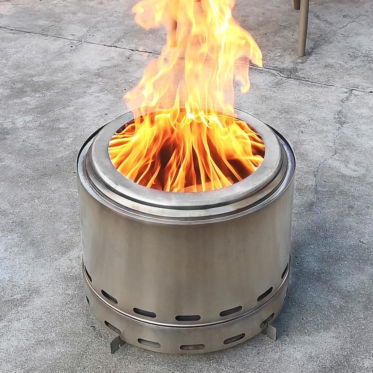 ROOMTEC 19.5" Smokeless Fire Pit, Portable Outdoor Firepit with Stand and Bag, Easy Clean Wood Burning Fireplaces with Removable Ash Pan, Low Smoke Bonfire for Camping, Patio and Outside
