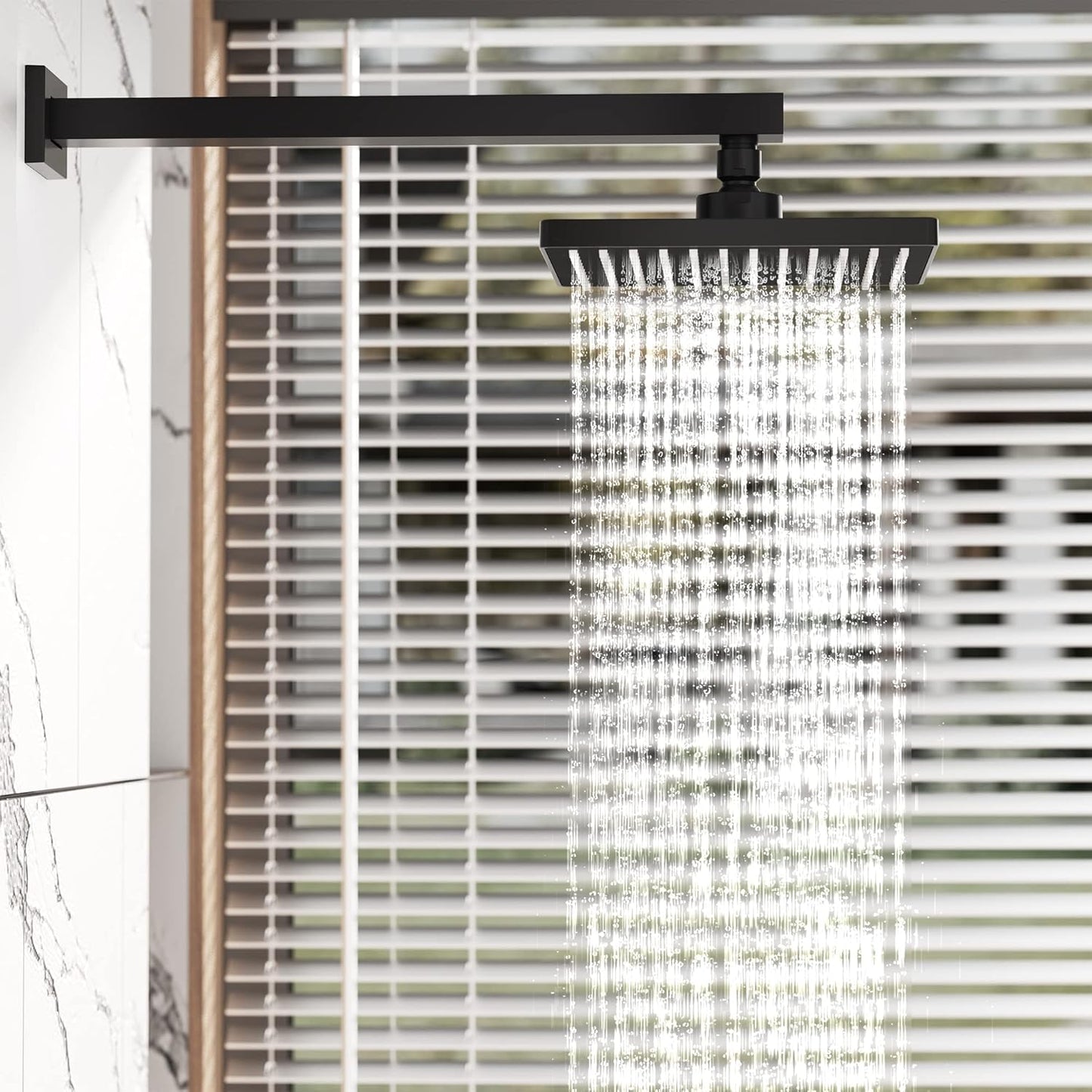 Rainfall Shower System Matte Black with High Pressure 8 inch Shower Head Hand Held Shower Head Bathroom Luxury Rain Mixer Shower Complete Combo Set Wall Mounted (Valve Included)