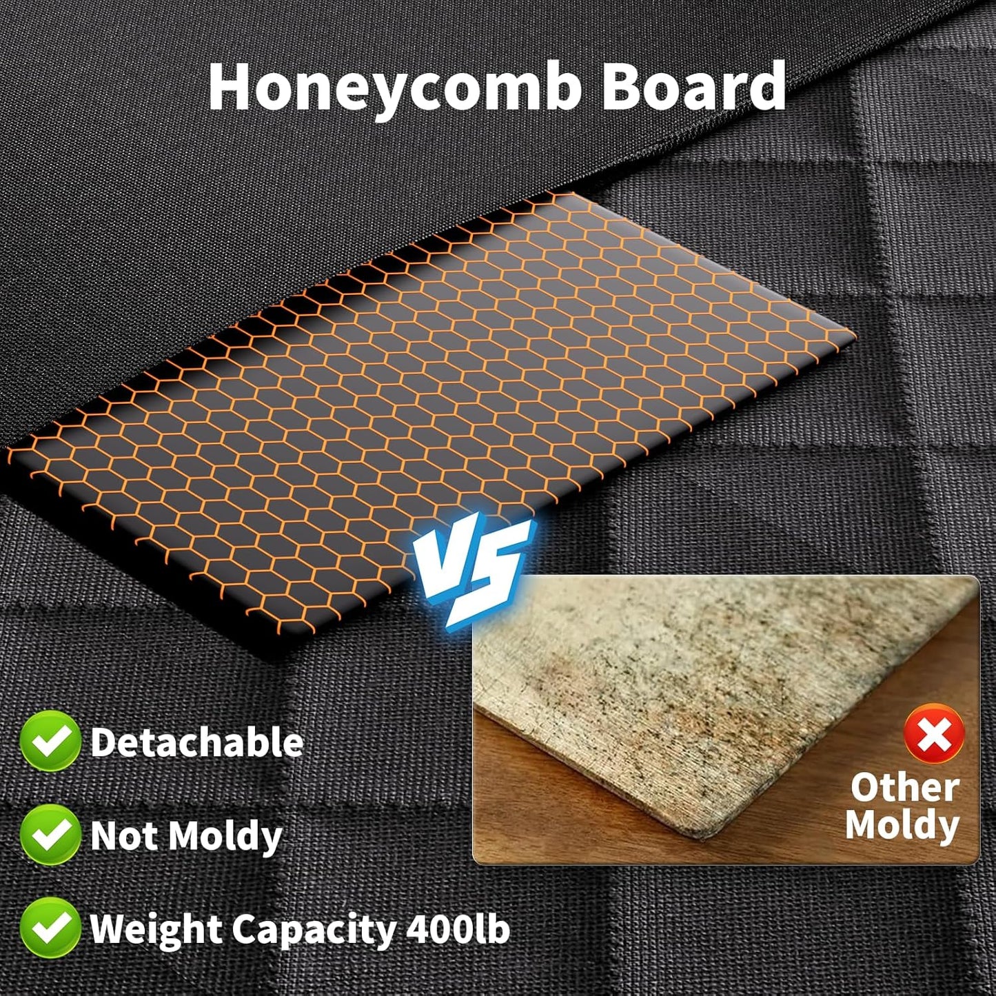 Back Seat Extender for Dogs, Hard Bottom Dog Seat Cover Holds 400 lbs Waterproof Dog Hammock with Breathable Window and Storage Bag Foldable Pet Backseat Protector for Car & SUV, Truck-Black