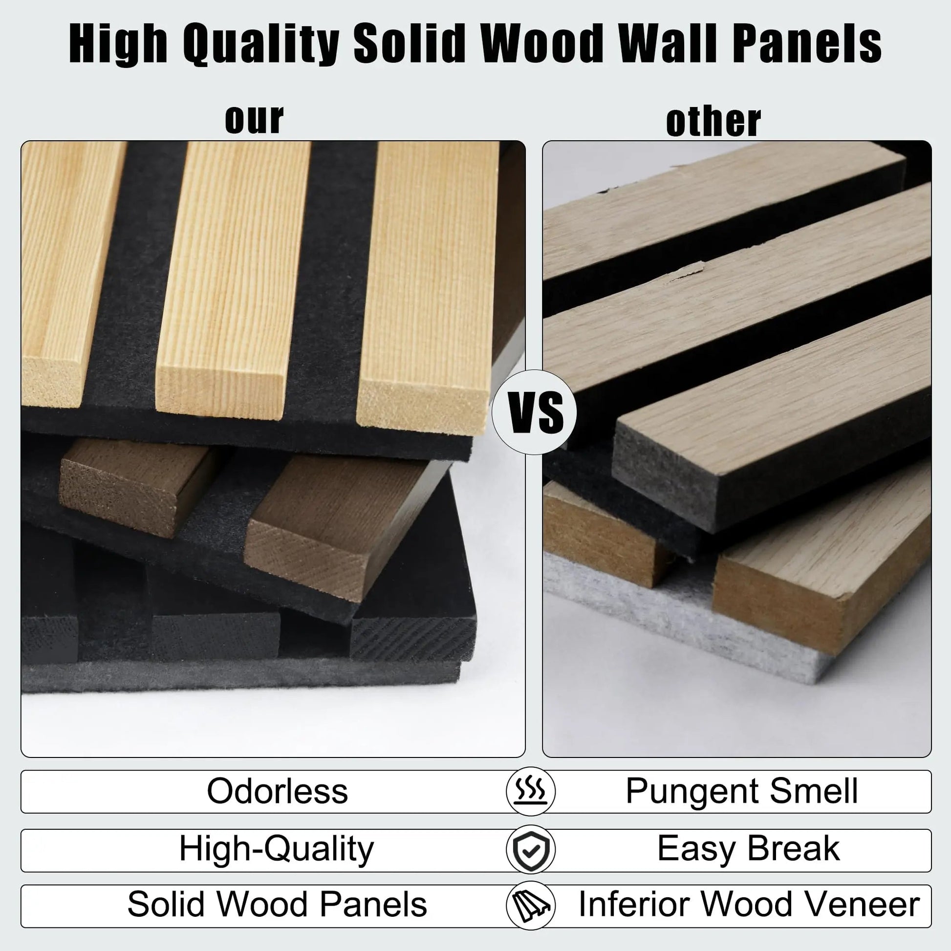 Hausvita Acoustic Soild Wood Wall Panels ( 2 Panels Per Box )
