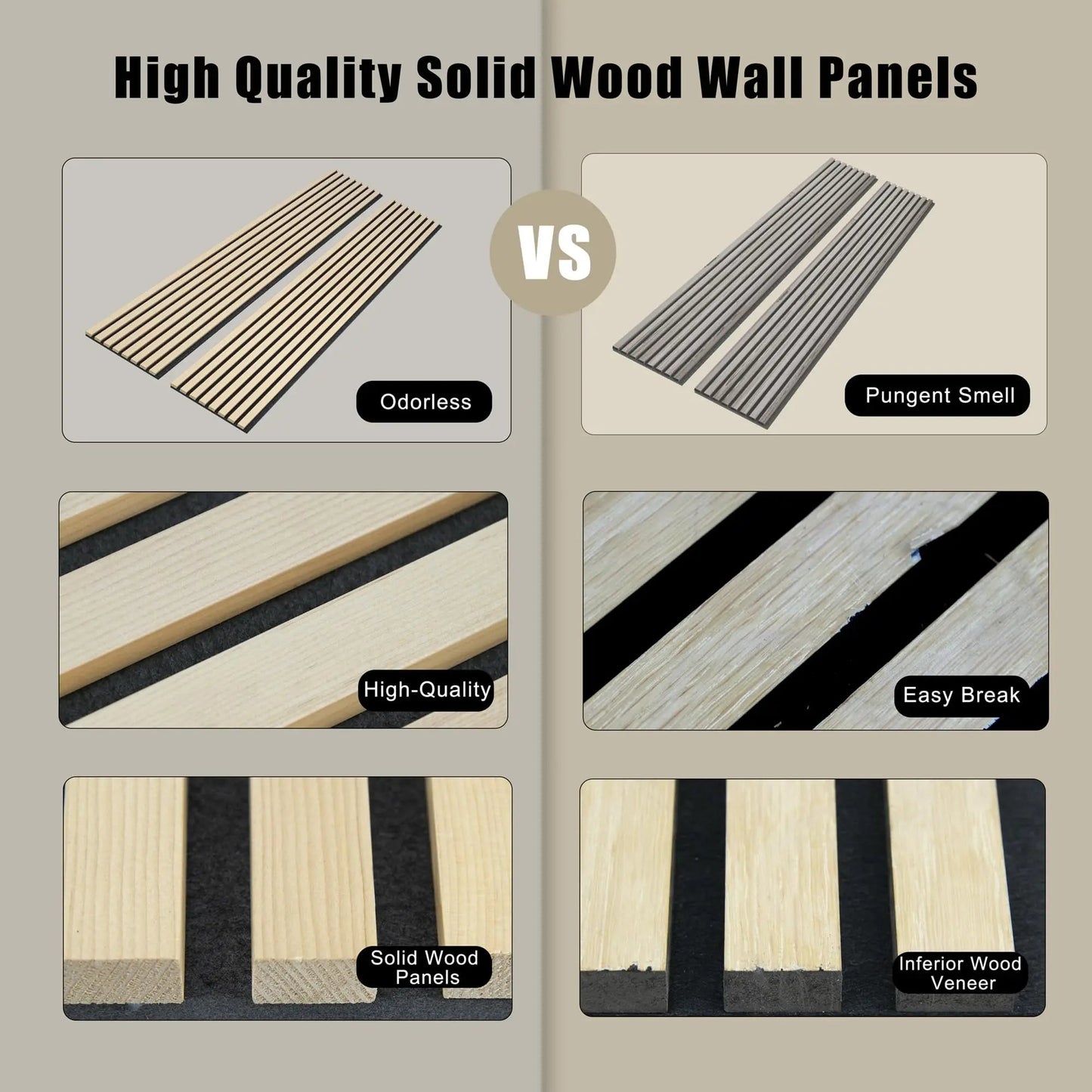Hausvita Acoustic Soild Wood Wall Panels ( 2 Panels Per Box )