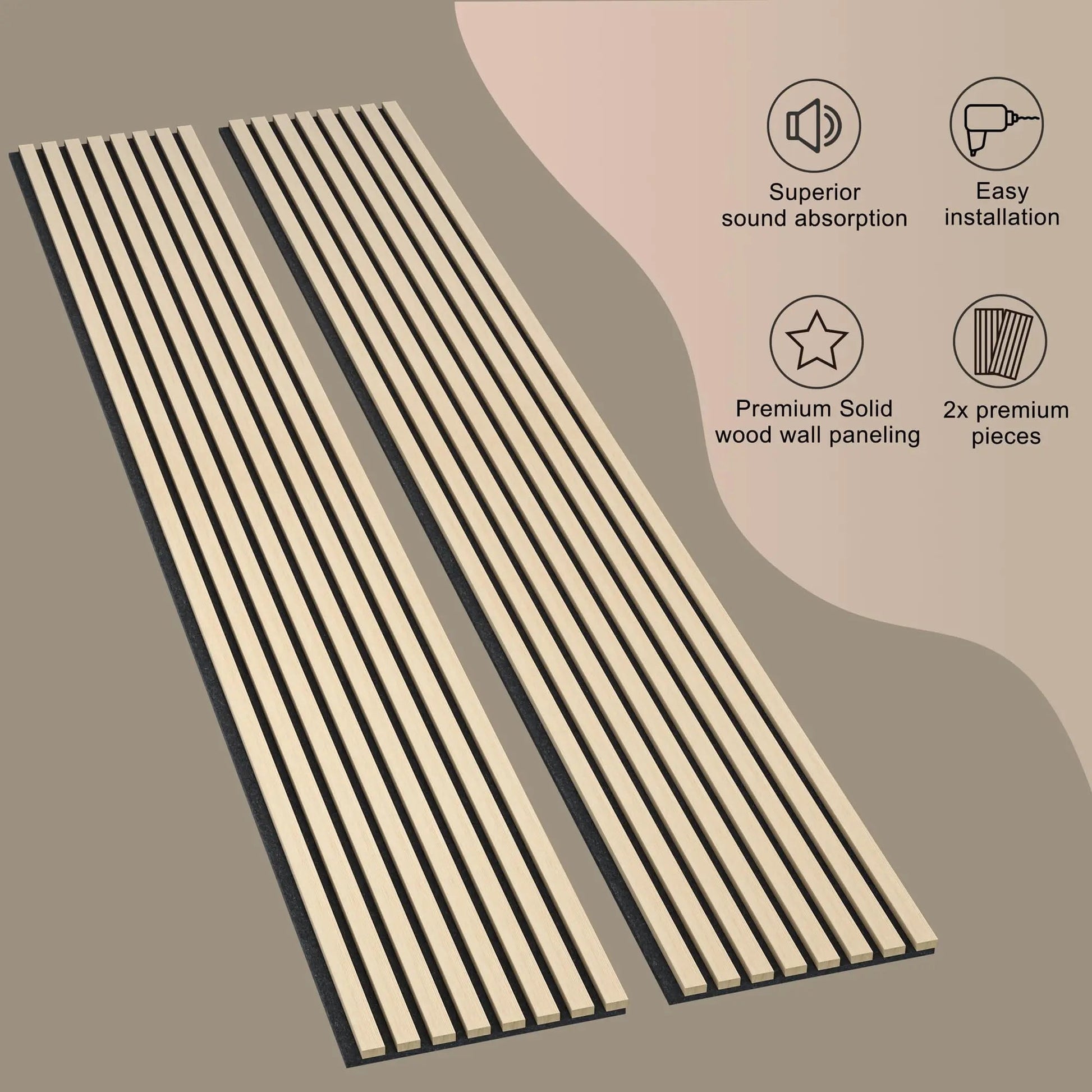 Hausvita Acoustic Soild Wood Wall Panels ( 2 Panels Per Box )