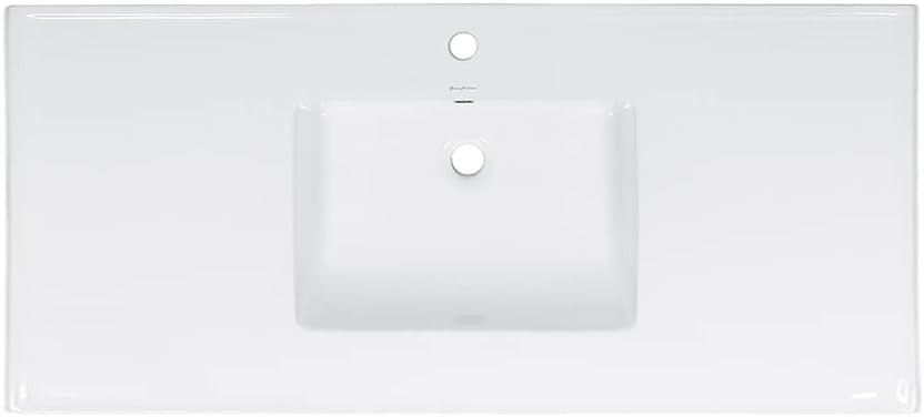 ROOMTEC JONATHAN Y SNK1002A Ancillary 3-Hole 30 in. W x 18.25 in. D Classic Contemporary Rectangular Ceramic Single Sink Basin Vanity Top, White