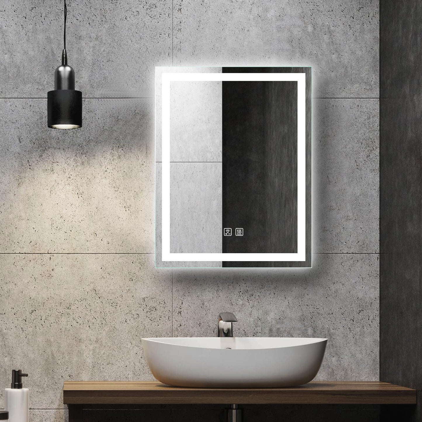 Frameless Frosted Square Led Bathroom Mirrors with Dimmable Lights Small