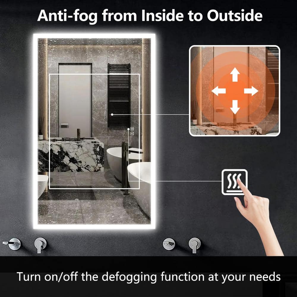 Frameless Rectangular Led Bathrooms Mirrors with Dimmable Lights