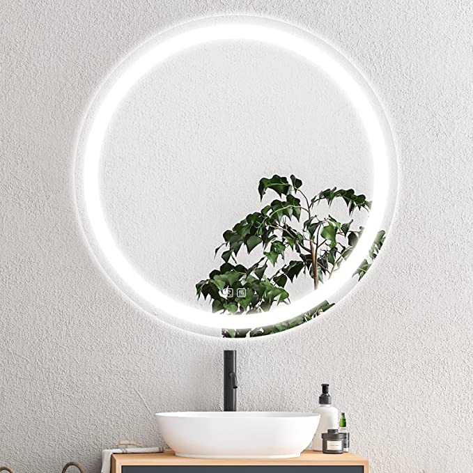 Round Led Backlit Bathroom Vanity Mirror With Dimmable Lights