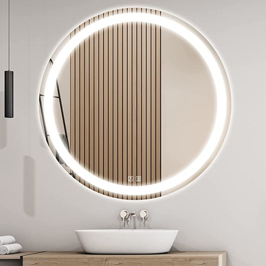 Round Led Backlit Bathroom Vanity Mirror With Dimmable Lights