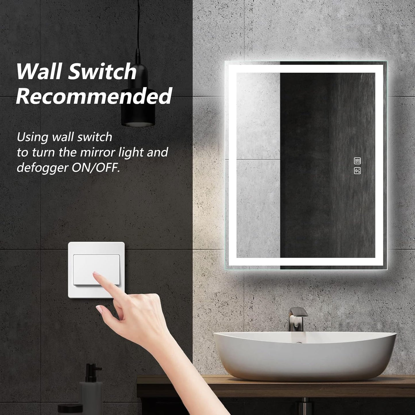 Frameless Frosted Square Led Bathroom Mirrors with Dimmable Lights Lager