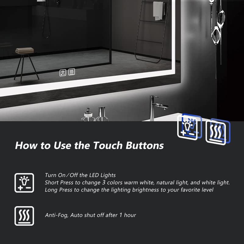 Frameless Frosted Square Led Bathroom Mirrors with Dimmable Lights Lager