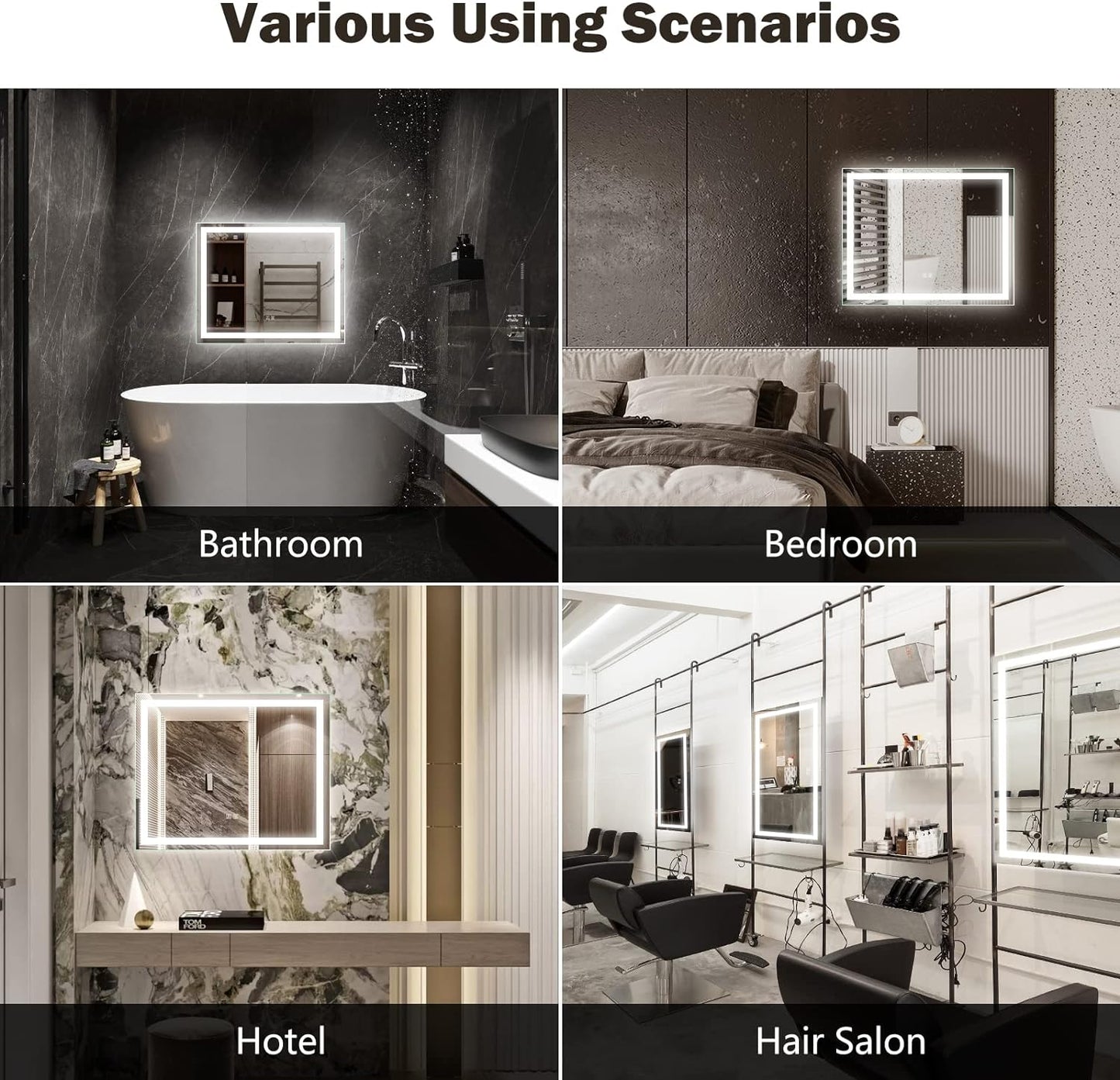 Frameless Frosted Square Led Bathroom Mirrors with Dimmable Lights Small