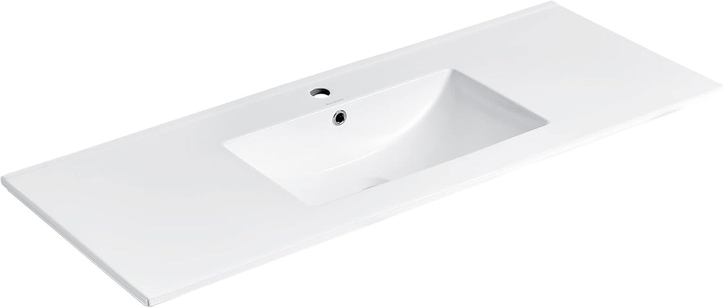 ROOMTEC JONATHAN Y SNK1002A Ancillary 3-Hole 30 in. W x 18.25 in. D Classic Contemporary Rectangular Ceramic Single Sink Basin Vanity Top, White