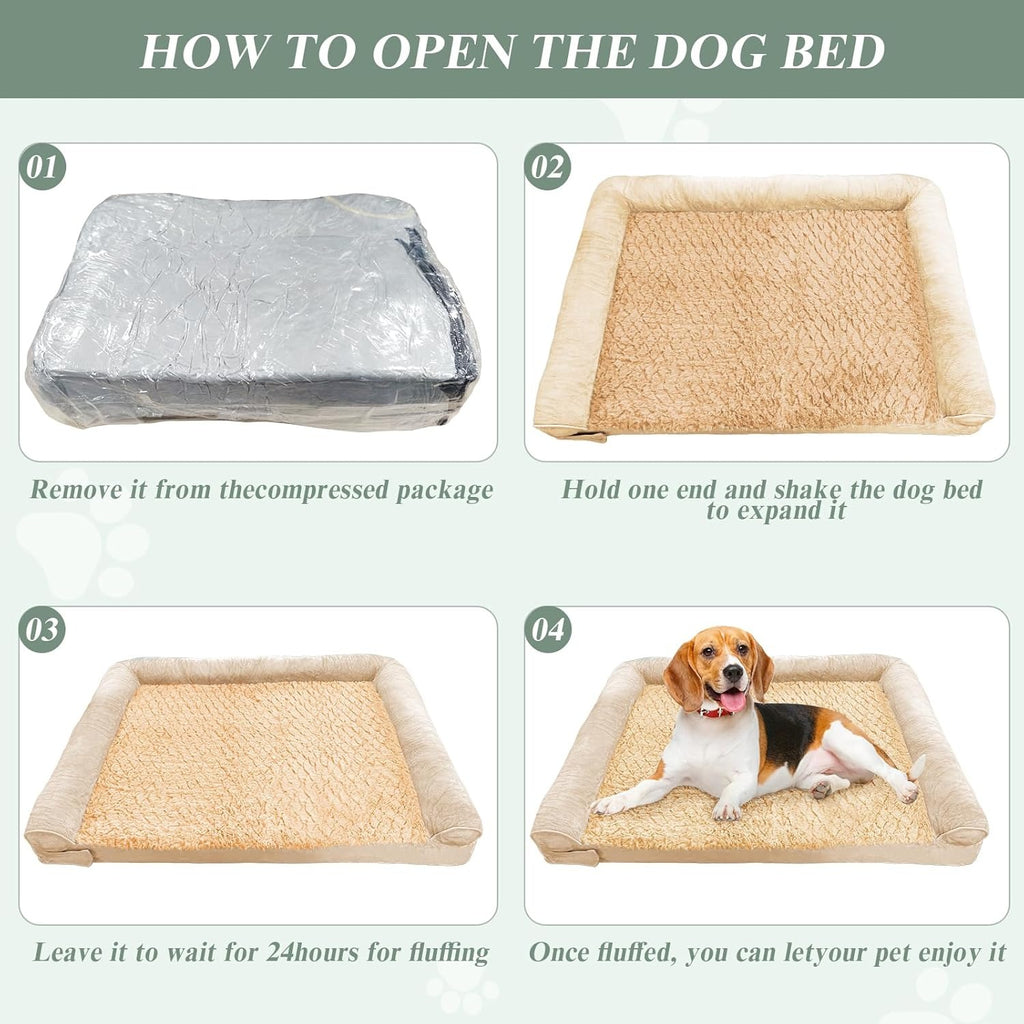 ROOMTEC Orthopedic Dog Bed for Large Dog,Memory Foam XL Extra Large Dog Bed with Stickable Design Waterproof Dog Couch Bed with Washable Removable Cover(36 in,Grey)