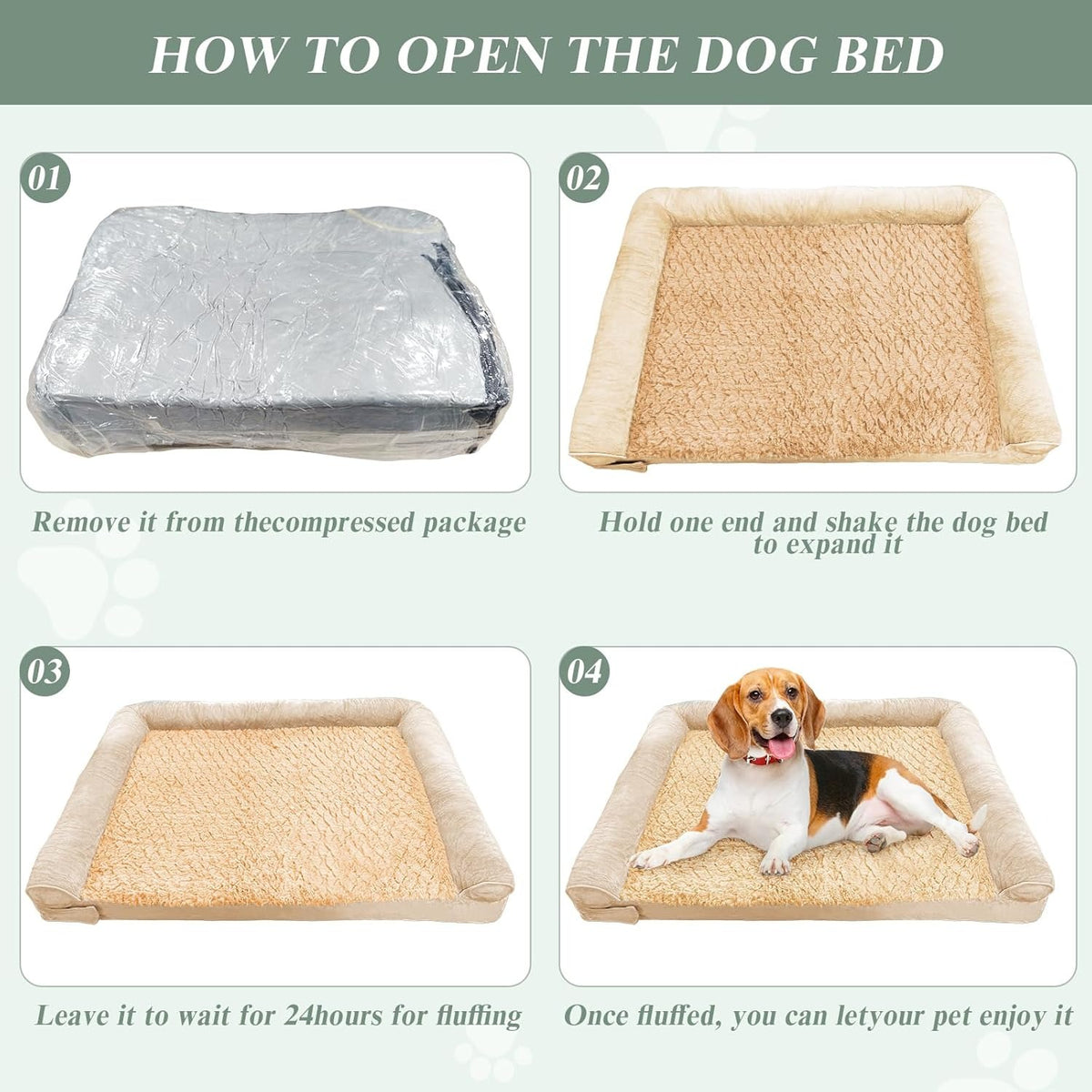 ROOMTEC Orthopedic Dog Bed for Large Dog,Memory Foam XL Extra Large Dog Bed with Stickable Design Waterproof Dog Couch Bed with Washable Removable Cover(36 in,Grey)