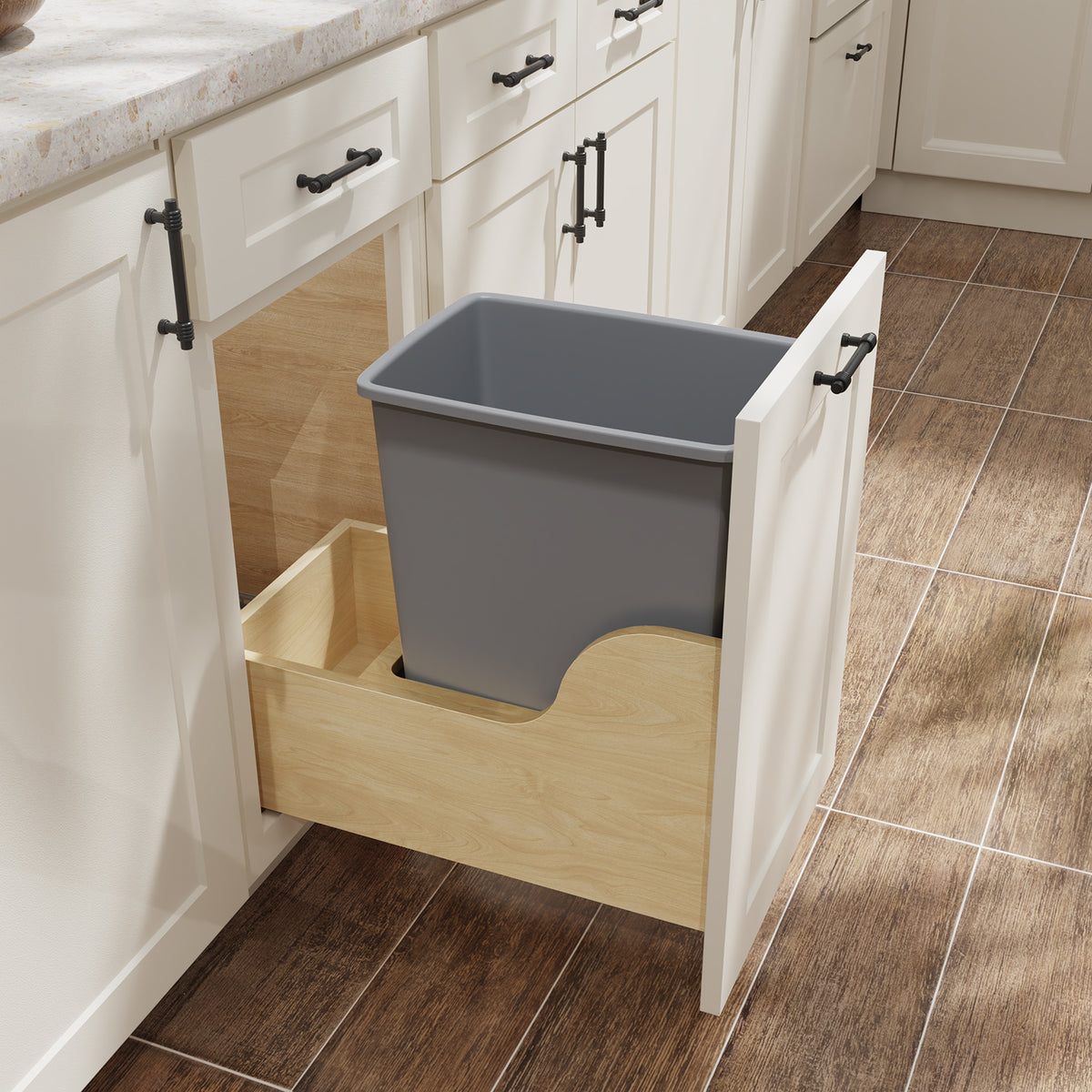 ROOMTEC Lightweight and Durable Slim Trash Can, 35QT Kitchen Trash Can, Lightweight and Sturdy Slim Trash Cans, Wastebaskets for Office, Workspace, Kitchen, Bathroom