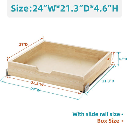 ROOMTEC Pull Out Drawers for Cabinets, 22½” W x 21” D Soft Close Slide Out Drawers for Kitchen Cabinets, Cabinet Pull Out Shelves Requires At Least 23.5” Cabinet Opening，2PCS