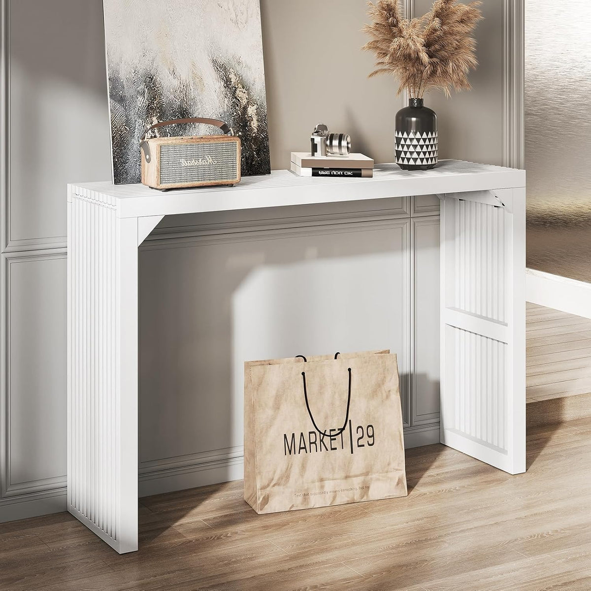 ROOMTEC 18" Dining Bench, Indoor Wood Bench for Entryway,Living Room,Kitchen and Bedroom (Nature, Small Bench)
