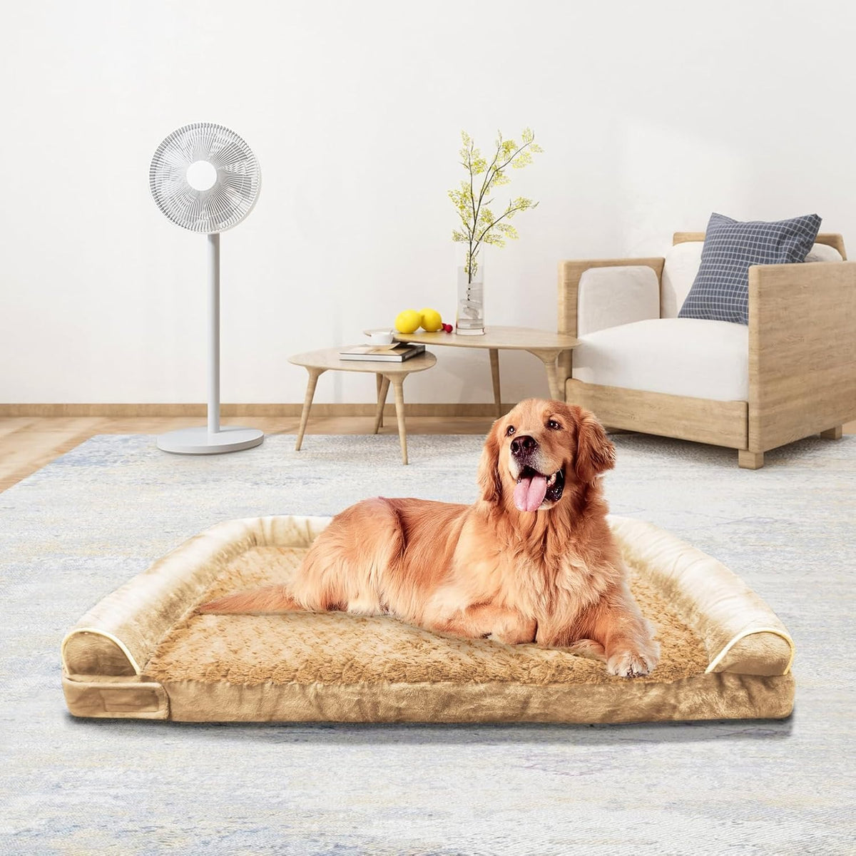 ROOMTEC Orthopedic Dog Bed for Large Dog,Memory Foam XL Extra Large Dog Bed with Stickable Design Waterproof Dog Couch Bed with Washable Removable Cover(36 in,Grey)