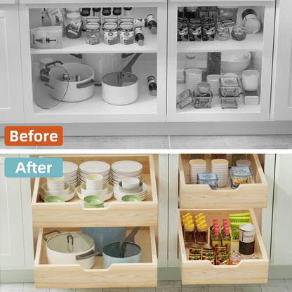 ROOMTEC Pull Out Drawers for Cabinets, 22½” W x 21” D Soft Close Slide Out Drawers for Kitchen Cabinets, Cabinet Pull Out Shelves Requires At Least 23.5” Cabinet Opening，2PCS