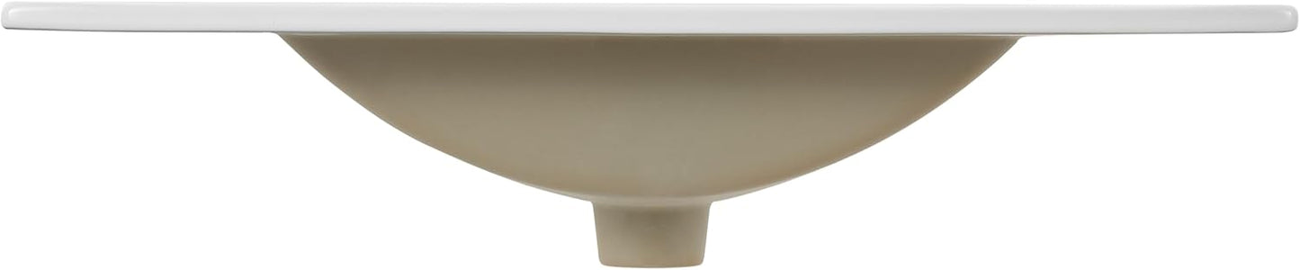 ROOMTEC JONATHAN Y SNK1002A Ancillary 3-Hole 30 in. W x 18.25 in. D Classic Contemporary Rectangular Ceramic Single Sink Basin Vanity Top, White