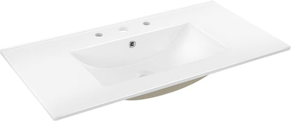 ROOMTEC JONATHAN Y SNK1002A Ancillary 3-Hole 30 in. W x 18.25 in. D Classic Contemporary Rectangular Ceramic Single Sink Basin Vanity Top, White