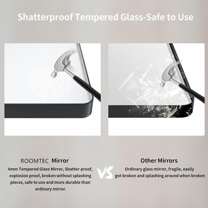 ROOMTEC Gold Bathroom Mirrors for Wall, 20X30 Inch Rounded Rectangle Mirror, Gold Bathroom Vanity Mirror, Metal Framed Wall-Mounted Mirror,Tempered Glass,（Horizontally or Vertically