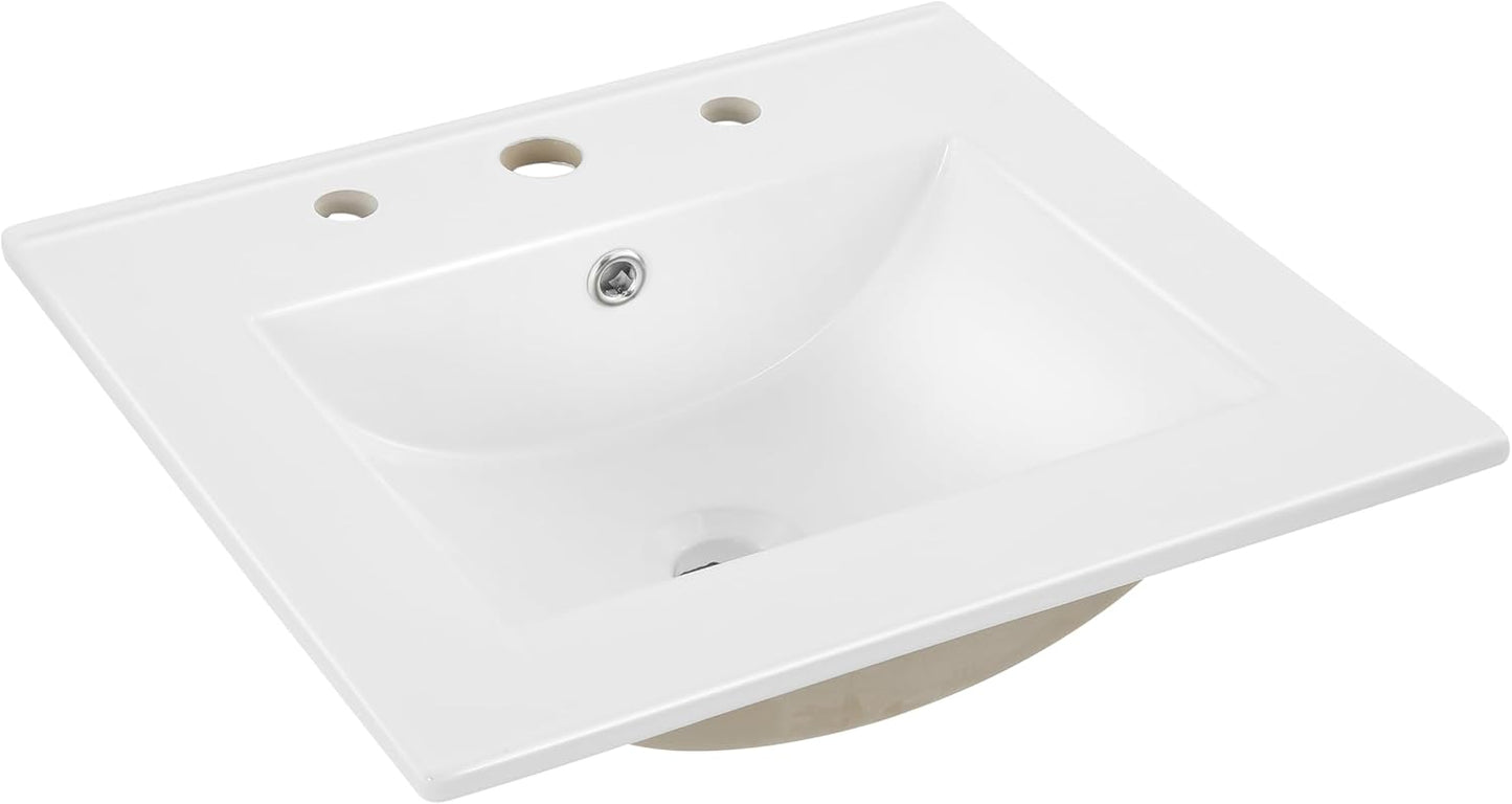 ROOMTEC JONATHAN Y SNK1002A Ancillary 3-Hole 30 in. W x 18.25 in. D Classic Contemporary Rectangular Ceramic Single Sink Basin Vanity Top, White